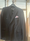 Black double-breasted men's suit