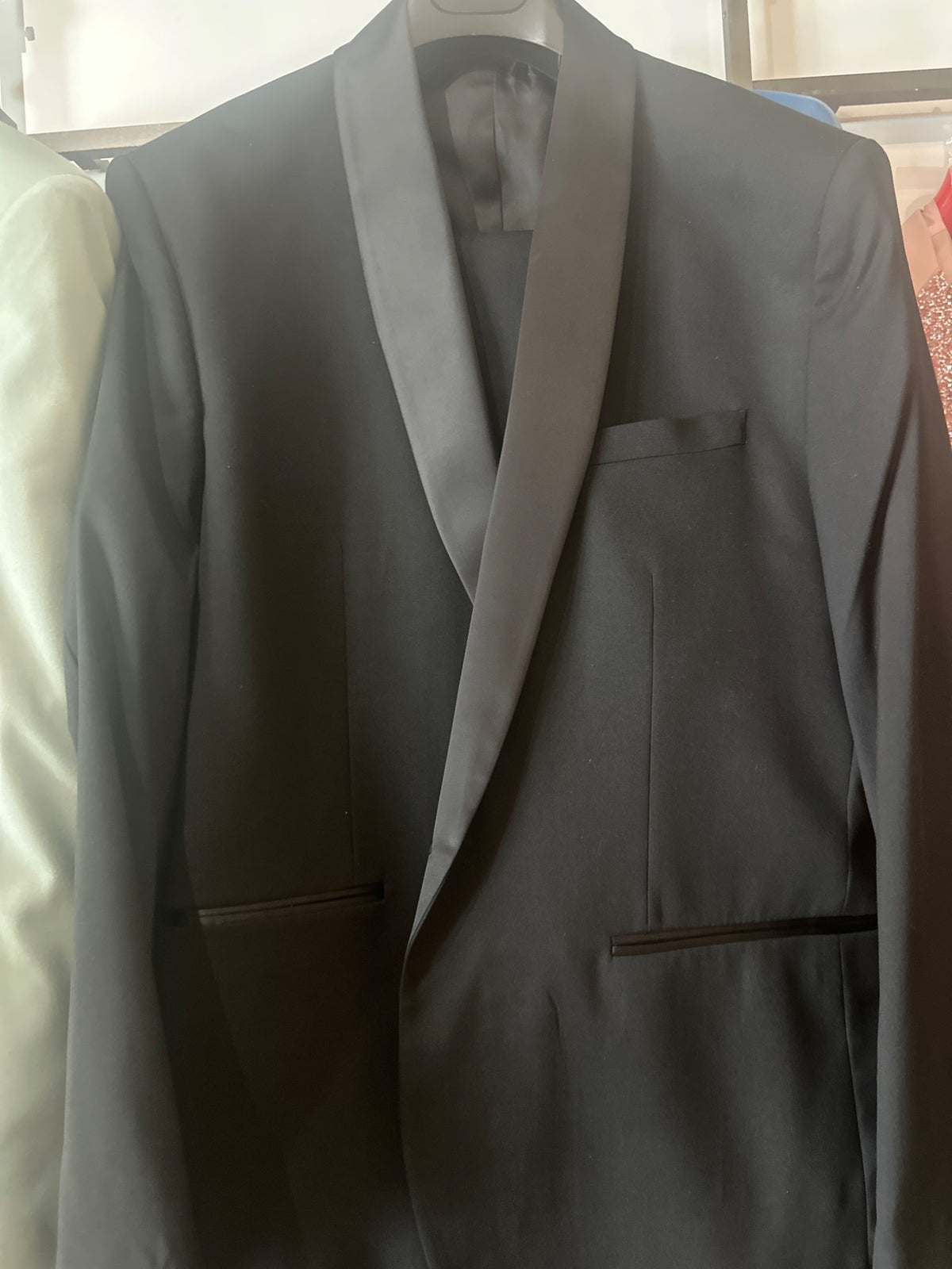 Black shawl collar tuxedo jacket