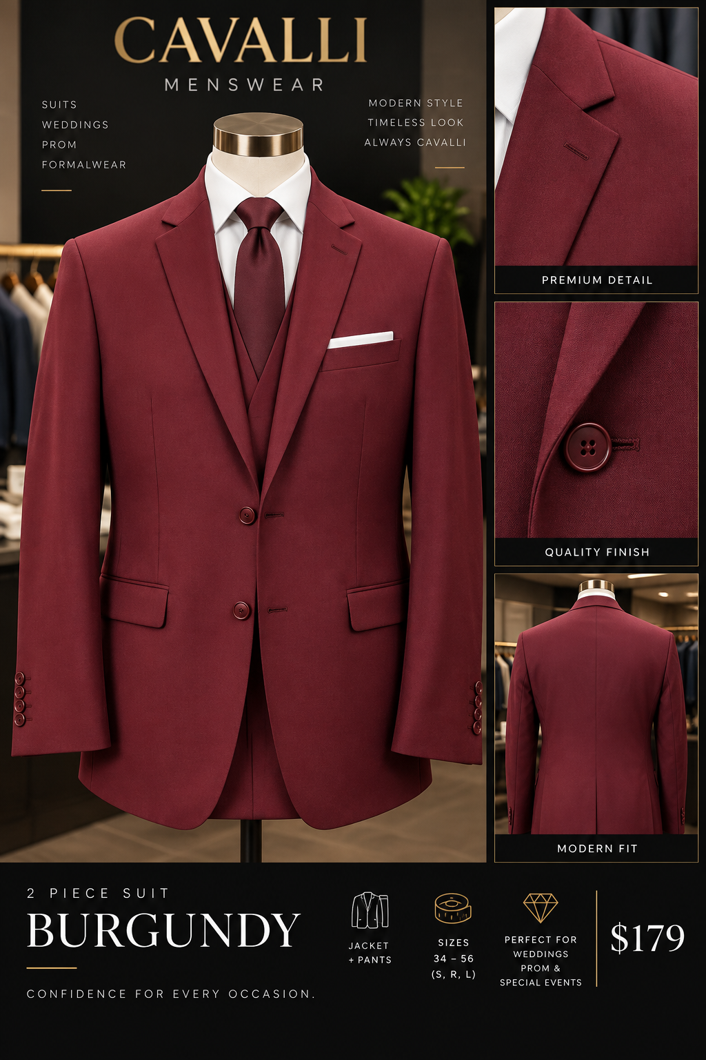 Burgundy 2 Piece Suit