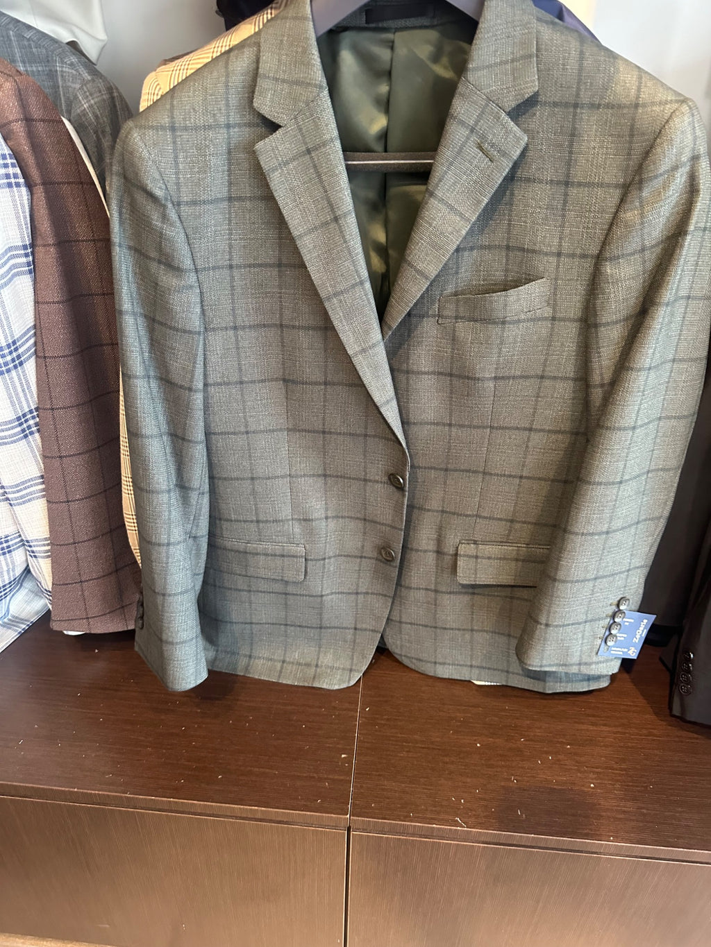 Olive Windowpane Sport Coat — actual garment photographed in store