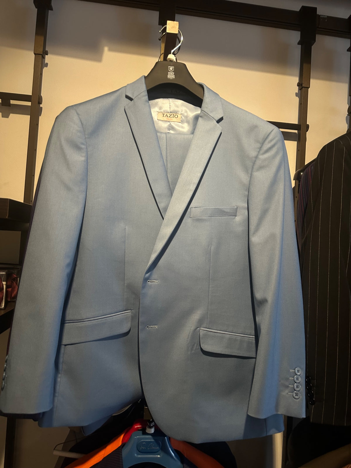 Dusty Blue 3-Piece Suit — actual garment photographed in store