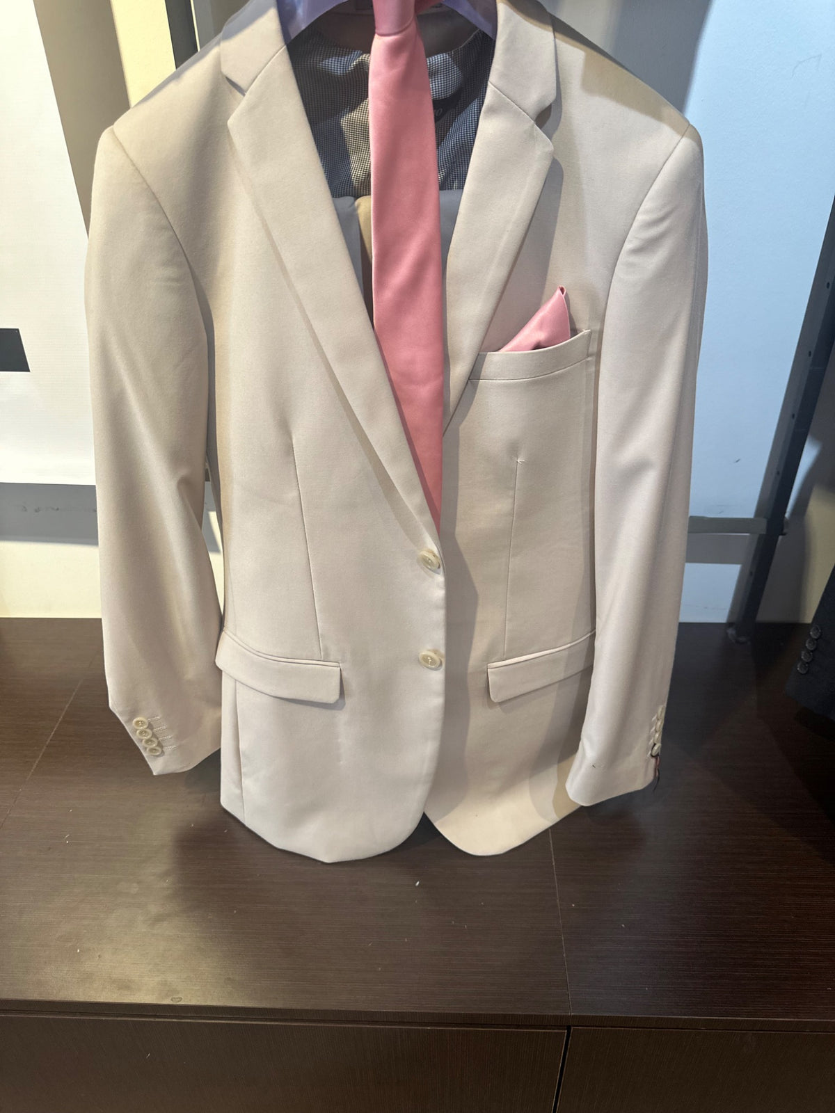 Light Tan / Beige 2-Piece Suit — actual garment photographed in store