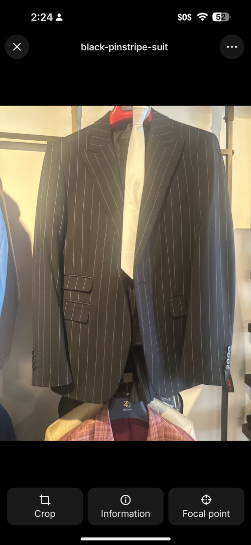 Actual Cavalli black pinstripe suit photographed in store