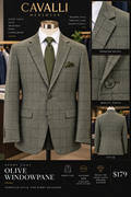 Olive Windowpane Sport Coat — fitted style
