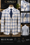 Blue Plaid Sport Coat — fitted style