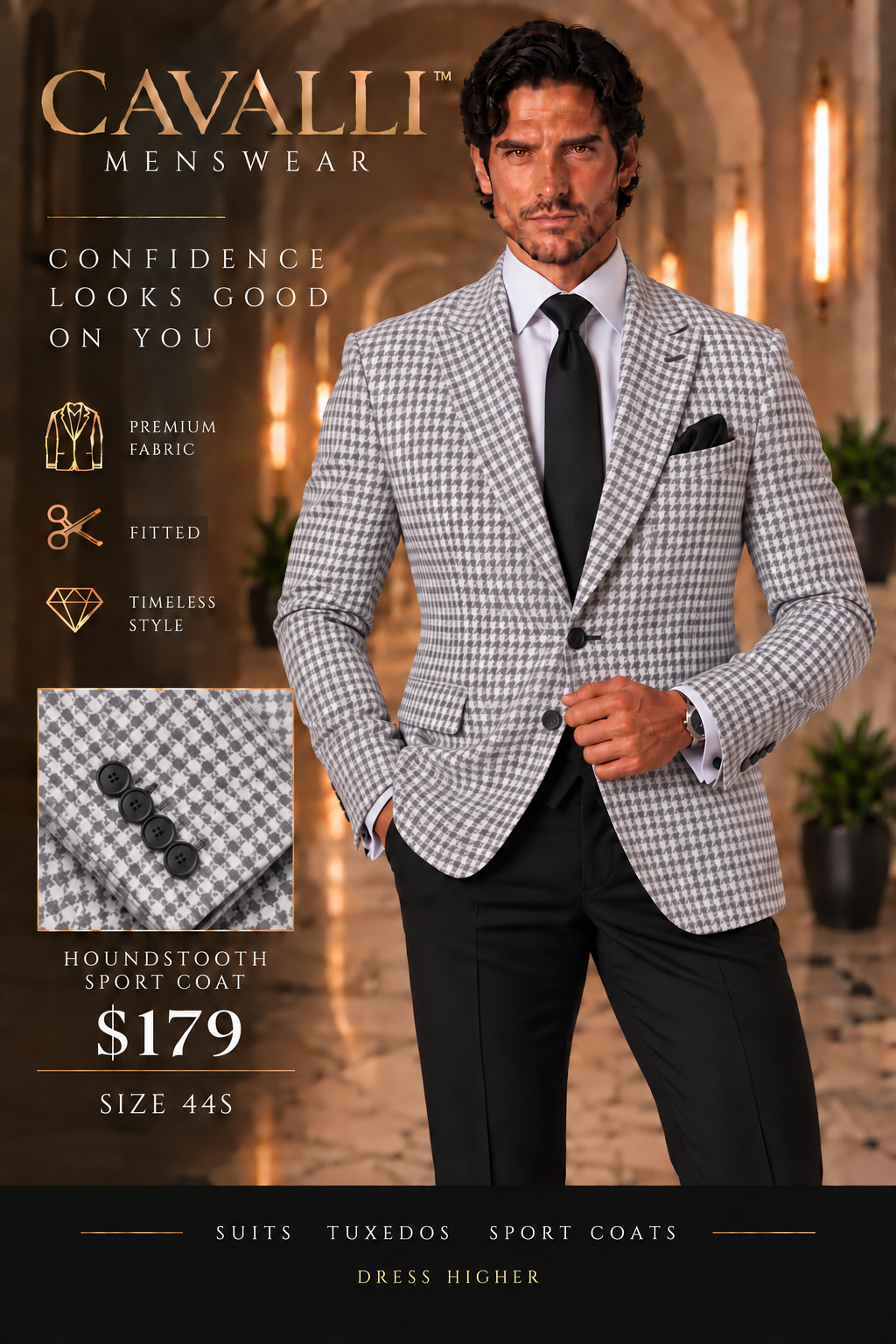 Houndstooth Sport Coat — fitted style